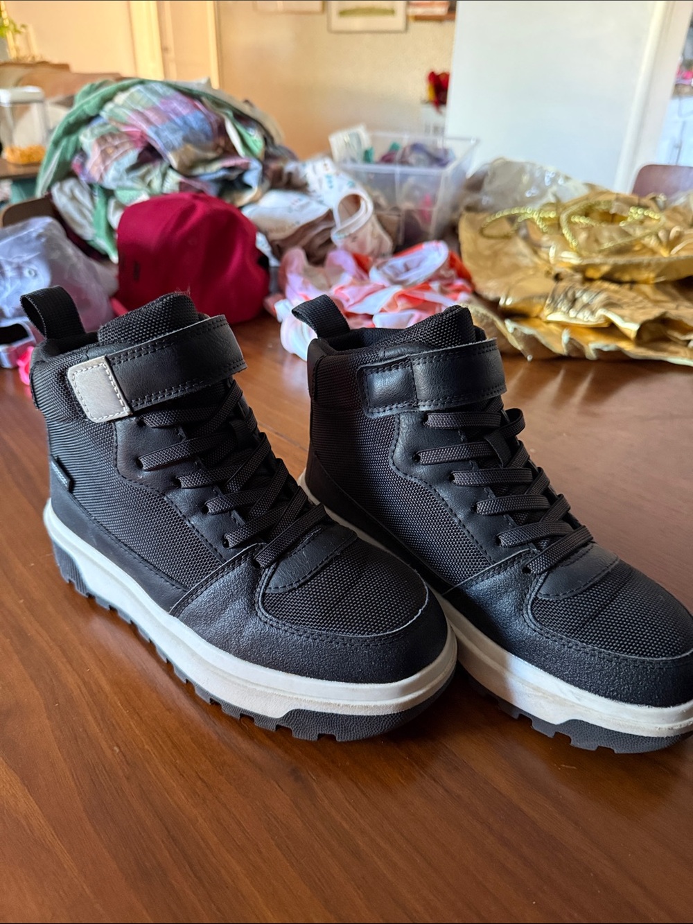 Boys Black High-Top Casual Sneakers